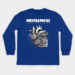 Mechanical Engineering - Heart [White Text Version] Kids Long Sleeve T-Shirt